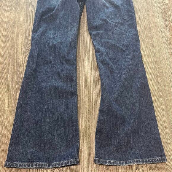 Eddie Bauer Bootcut Jeans Mid Rise Denim Cotton Blend Dark Wash Blue Size 8R - Picture 10 of 11